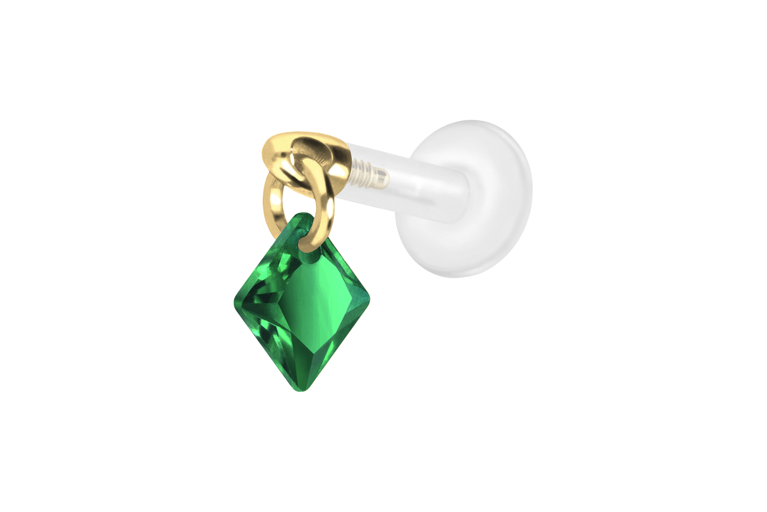 PTFE Labret Piercing mit Innengewinde + Titan-Aufsatz KRISTALLQUADRAT